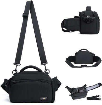 gustave Black Sling Bag 3 in 1 Waist Camera Case DSLR SLR Bag Sling Water Resistant Travel Carrying Pack
