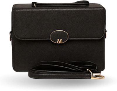 SWAG WALI SAHELI Black Sling Bag Textured Shoulder Bag - Stylish Top Handle M-Initial Purse