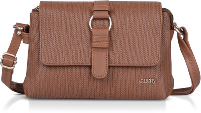 Catchy Brown Sling Bag Textured classic Tan Sling Bag