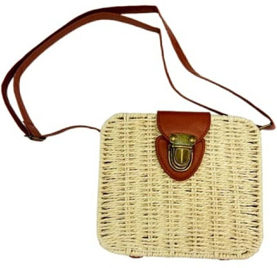 SS Collection Beige Sling Bag Cottage Handicraft Bag Summer Beach Purse Cross Body Lightweight Shoulder Bag