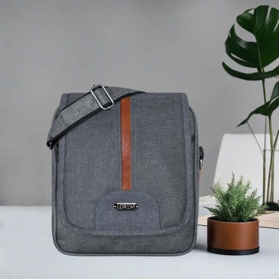 LOREM Grey Sling Bag Slate Linen Textured Commuter Sling Bag For Men's SL07