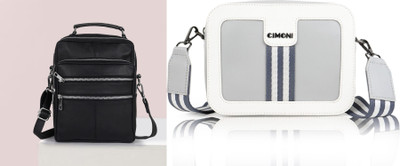 CIMONI Black, Grey Sling Bag Classy Shoulder Trendy Crossbody Hobo Daytrip Unisex Side Sling Bag(Pack of 2)