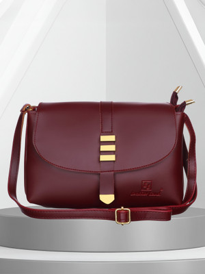 Leather Land Red, Maroon Sling Bag Gorgeous TRISHUL Sling in Burgendy Maroon
