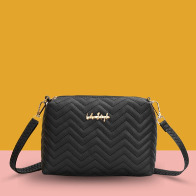 LIKE STYLE Black Sling Bag Embroidered Sling Bag with adjustable Strap
