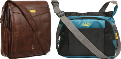 Blowzy Black, Blue, Brown Sling Bag College crossbody Travel Unisex Office Business Messenger Bag(Pack of 2)