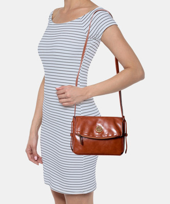 LINO PERROS Brown Sling Bag LWSL00419TAN