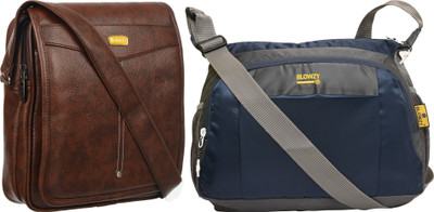 Blowzy Blue, Grey, Brown Sling Bag College crossbody Travel Unisex Office Business Messenger Bag(Pack of 2)