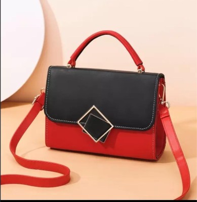 Shara Fashion Black Sling Bag red black box_12