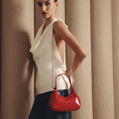 Miraggio Red Sling Bag Maisie Shoulder Bag With Crossbody Sling Chain