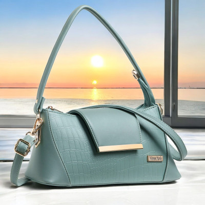 Women Marks Green Sling Bag Textured Design adjustable shoulder strap