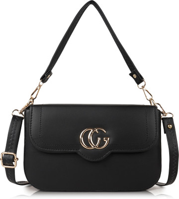 ALONZO Black Sling Bag Women's Girls Quilted Cross Body Sling Bag with Height Adjustable Belt
