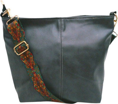 POORAK Grey Sling Bag Vegan Leather/Cross-Body Bag for Girls & Women