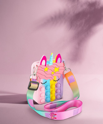 StyleJoy Multicolor Sling Bag Pop it Fidget Unicorn Sling Bag Made with Silicon | Unicorn 
 Body Sling Bag