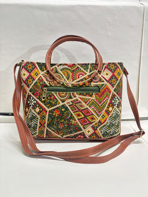 BAKR Green Sling Bag Boho Patchwork Tote Bag with Sling & Pouch | Stylish Handbag for Women & Girls
