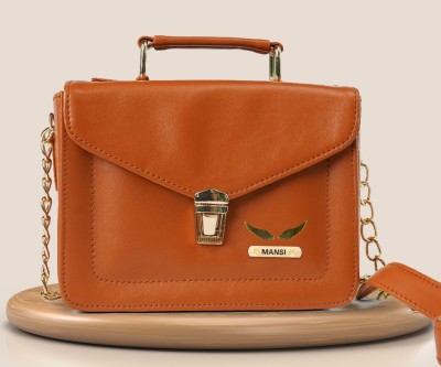 Vorak Ahimsa Brown Sling Bag Chain Sling Bag Classic Box Leather Clutch