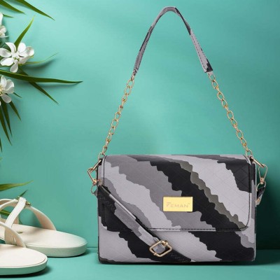 Feman Black, Grey Sling Bag Palette Play Cross-Body Sling Bags Ladies Purse Synthetic Leather