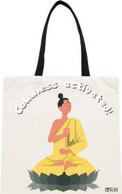 ATVI.FIT White Tote Women Tote Bags for Women -Perfect for Everyday Use(Calmness Activated Buddha)