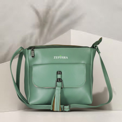 zufisha Green Hand-held Bag Stylish PU Leather Sling Bag for Women & Girls | 3-in-1 Compartment Cross-Body