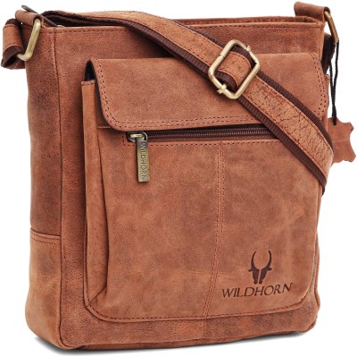 WILDHORN Tan Sling Bag Leather Bag for Men