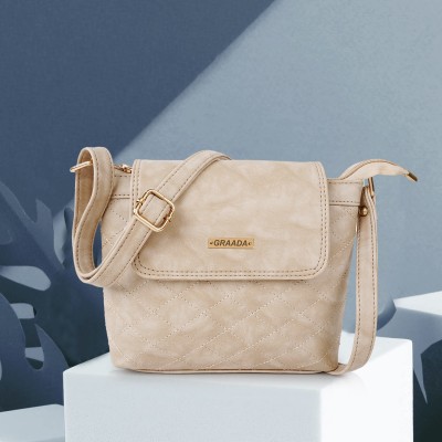 GRAADA Beige Sling Bag Classy Fancy Shoulder Unique Design Crossbody Women Sling Bag