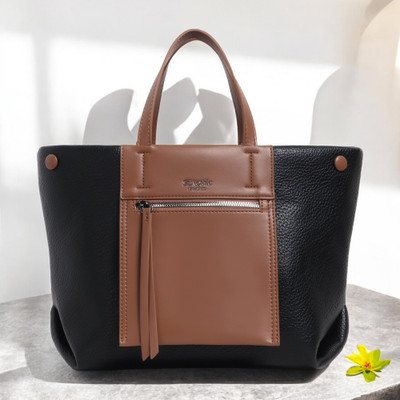 Exotic Premium Black Shoulder Bag Solid Pattern Elegance Tote Hand Bag