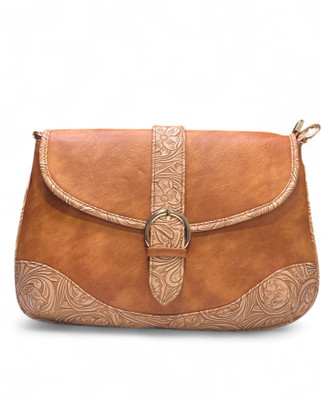 DAZZLE Tan Sling Bag Women's Floral Embossed Flap Elegance Shoulder/Sling Bag for Girls/Women