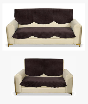 SSK Velvet 3+2 Seater Sofa Plain Cover(Pack of 10 Brown)