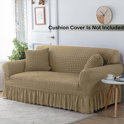 lukzer Polyester Checkered 1 Seater Sofa Cover(Sand Beige Pack of 1)