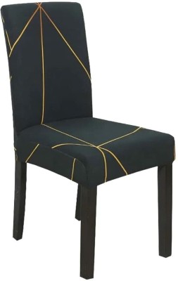 Roodra Creations Polycotton Geometric Chair Cover(Gold Pack of 1)