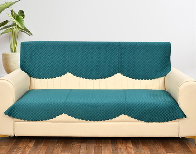 BLUSH & BLOOM Velvet Abstract 3 Seater Sofa Cover(For 3 Seater, Teal Green, Pack of 6)