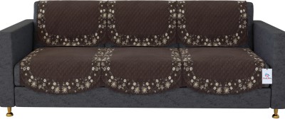 Heart Home Velvet Floral Sofa Cover(Brown Pack of 6)