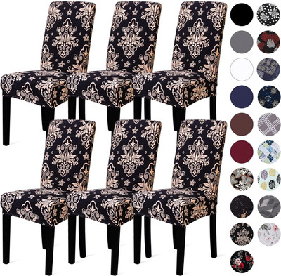 NAYISHI Polycotton 6 Seater Chair Geometric Cover(Pack of 6 black)