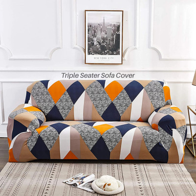 FurShine Polyester Geometric 3 Seater Sofa Cover(Multicolor Pack of 1)