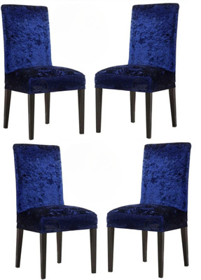 Cosycorner Velvet 1 Seater Chair Plain Cover(Pack of 4 Navy Blue)
