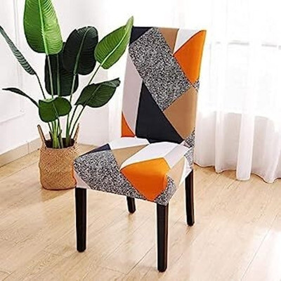 QUIRKYHUB Polycotton 1 Seater Chair Geometric Cover(Pack of 1 orange)