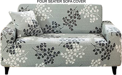 HOUSE OF QUIRK Polyester Abstract 3 Seater Sofa Cover(Green Pack of 1)