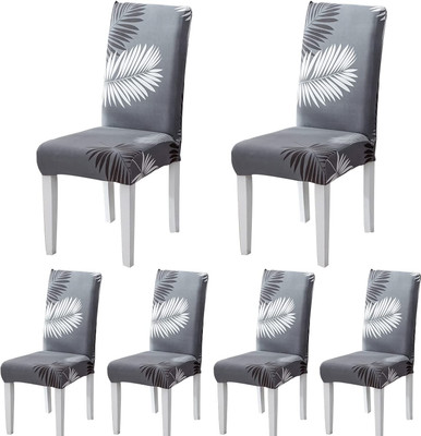 FLORIC Polyester Geometric 1 Seater Chair Cover(Grey Pack of 6)