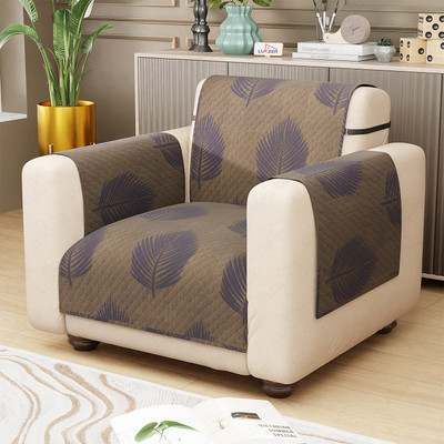 lukzer Polyester 1 Seater Sofa Geometric Cover(Pack of 1 Sapphire Bloom)