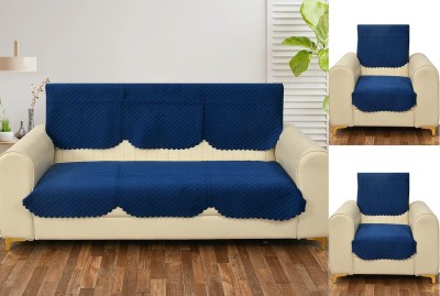 Hardeep Velvet Geometric Sofa Cover(Navy Blue Pack of 6)