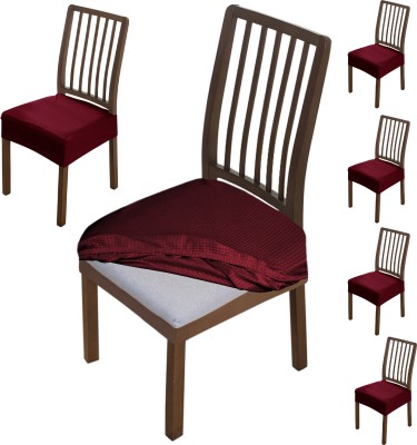 HOKiPO Jacquard Plain Chair Cover(Burgundy Pack of 6)