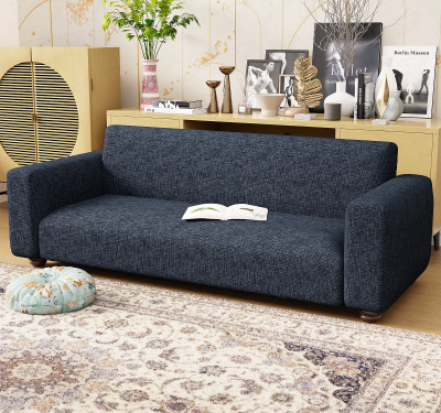 lukzer Polyester 4 Seater Sofa Floral, Abstract Cover(Pack of 1 Dark Blue Lining)