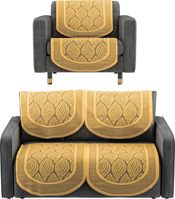 KUBER INDUSTRIES Cotton 3 Seater Sofa Geometric Cover(Pack of 6 Gold)