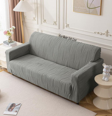 HOUSE OF QUIRK Jacquard 4 Seater Sofa Striped Cover(Pack of 1 Dark Grey)