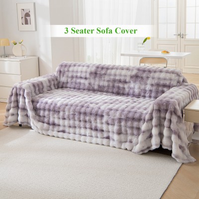 HOKiPO Wool Geometric Sofa Cover(Violet Pack of 1)