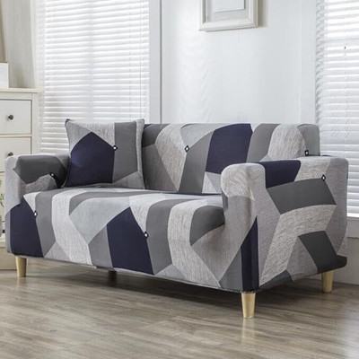 Flipkart SmartBuy Polycotton Geometric 4 Seater Sofa Cover(Grey Pack of 1)