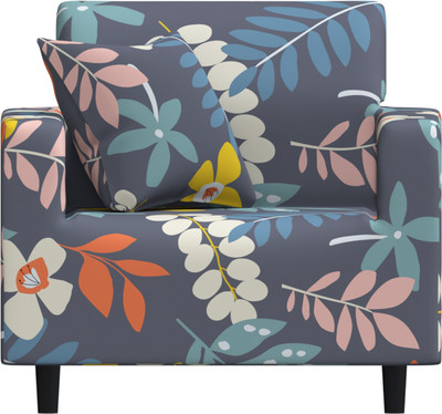 FurShine Polyester Checkered 1 Seater Sofa Cover(flower Branch Pack of 1)