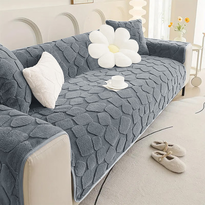 Dream Care Fleece 1 Seater Sofa Plain Cover(Pack of 3 Grey)