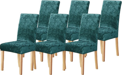 Roodra Creations Velvet 1 Seater Chair Abstract Cover(Pack of 6 Green)