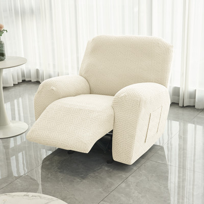 HOKiPO Jacquard 1 Seater Sofa Plain Cover(Pack of 1 Beige)