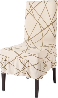 HOKiPO Polyester Abstract Chair Cover(Beige Pack of 1)